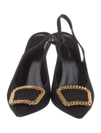 Saint Laurent Chain-Link Accents Slingback Pumps