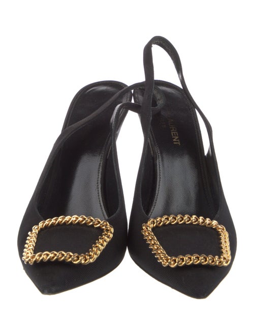 Saint Laurent Chain-Link Accents Slingback Pumps