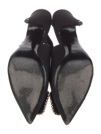 Saint Laurent Chain-Link Accents Slingback Pumps