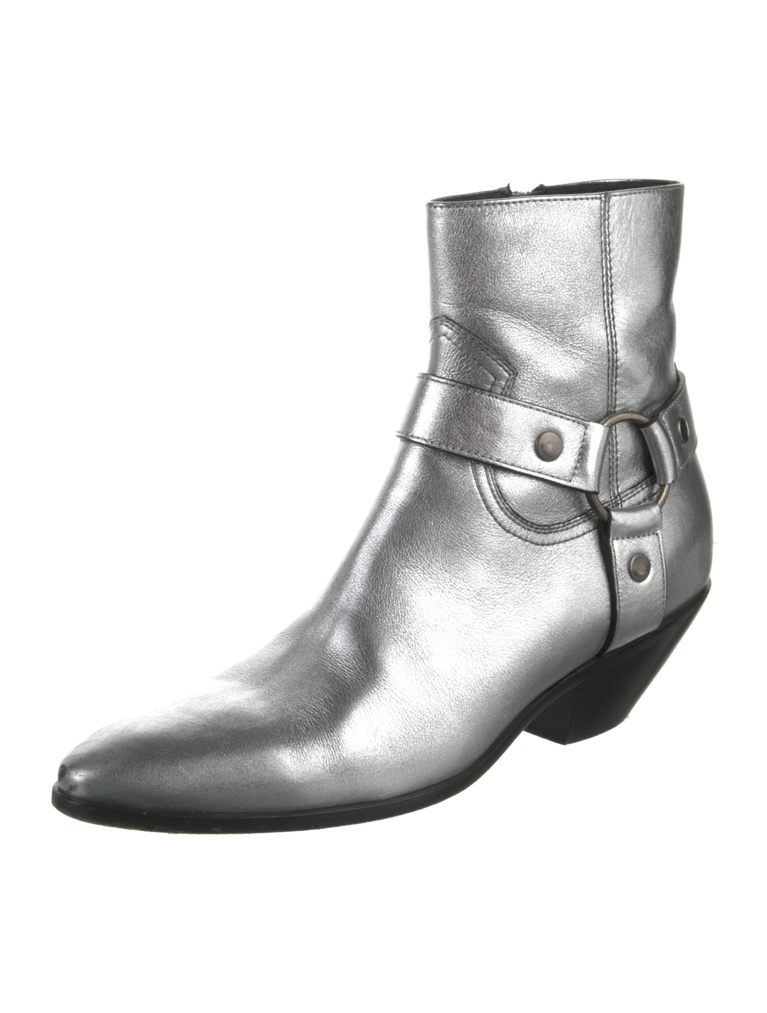 Saint Laurent Leather Colorblock Pattern Moto Boots