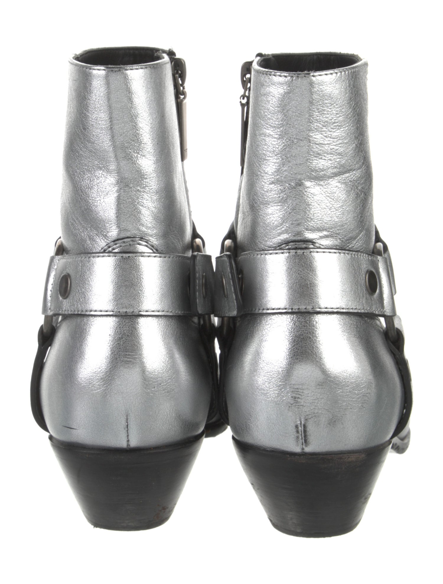 Saint Laurent Leather Colorblock Pattern Moto Boots