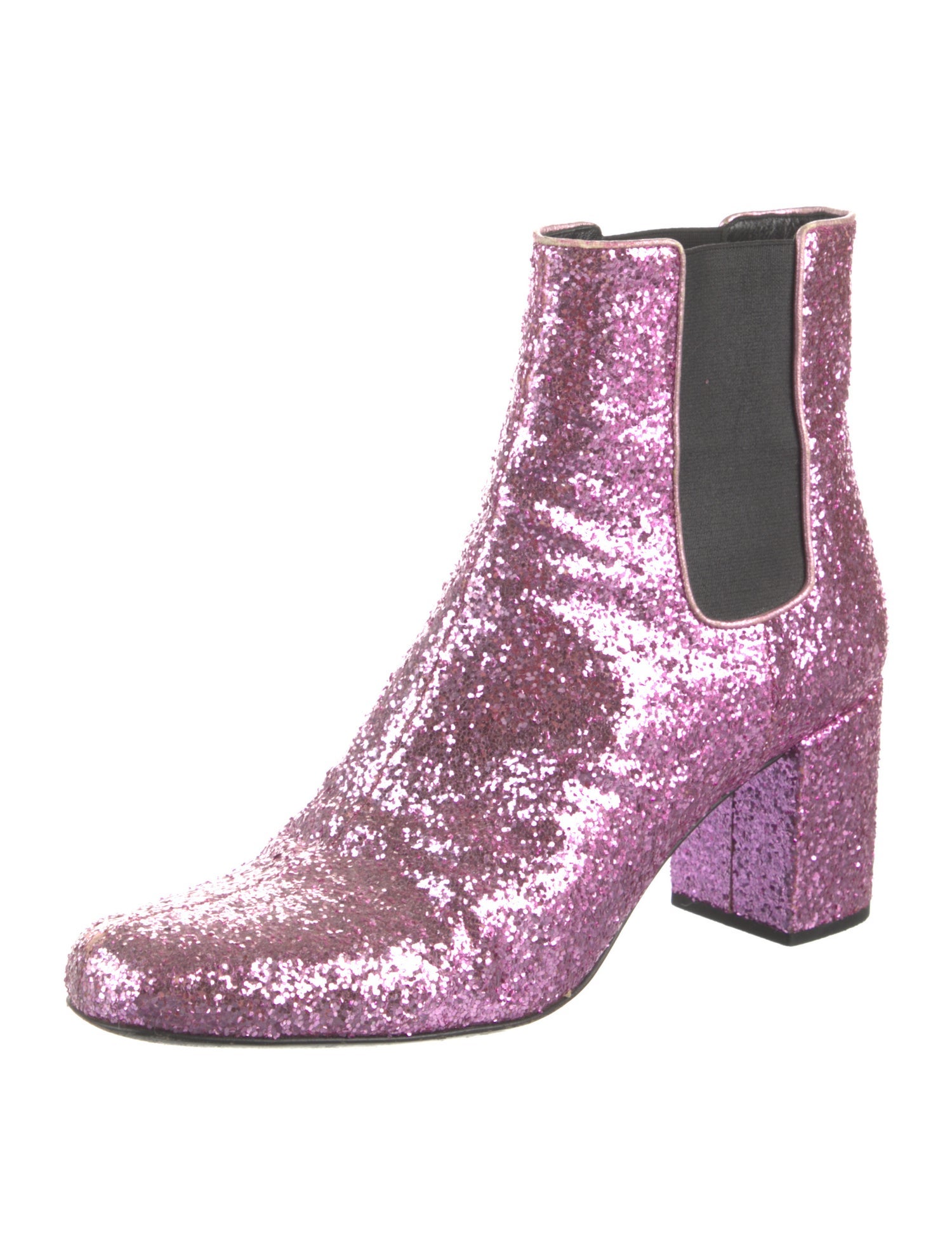 Saint Laurent Glitter Colorblock Pattern Chelsea Boots