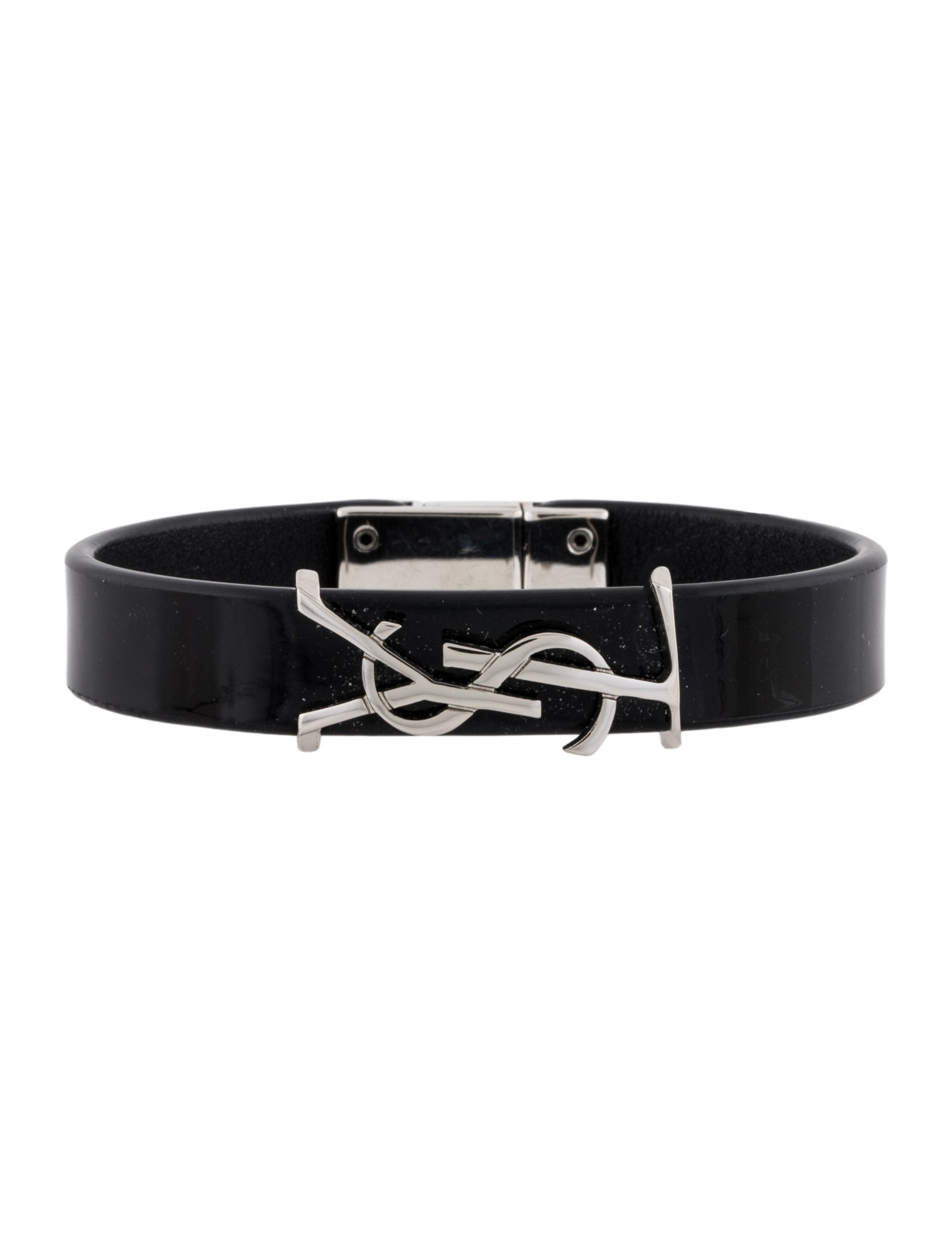 Saint Laurent Leather Cassandre Wrap Bracelet