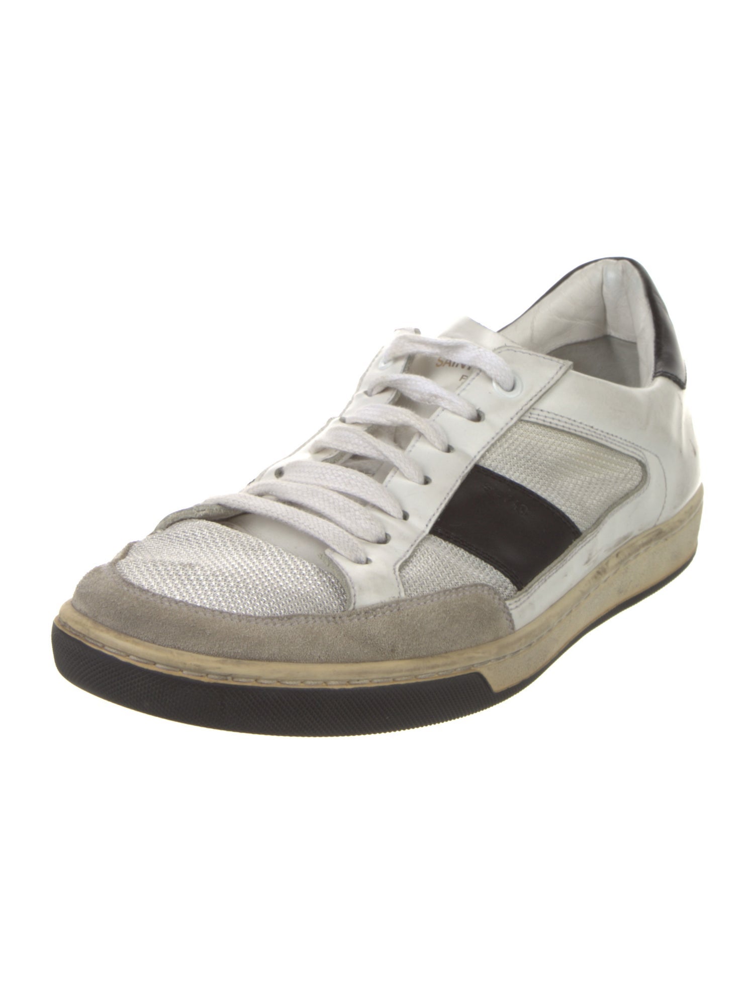 Saint Laurent Leather Colorblock Pattern Sneakers