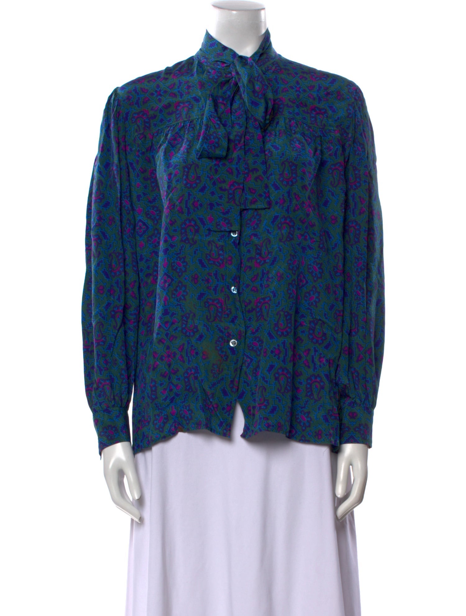 Yves Saint Laurent Rive Gauche Vintage Late 1970's - Early 1980's Button-Up Top