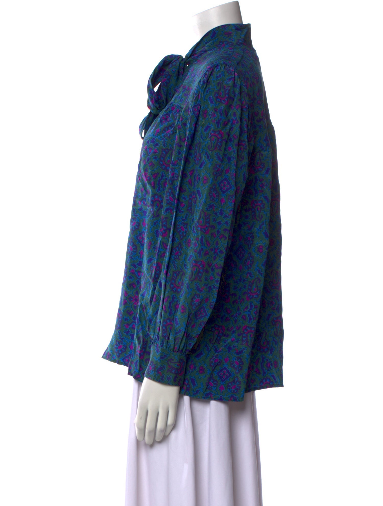 Yves Saint Laurent Rive Gauche Vintage Late 1970's - Early 1980's Button-Up Top