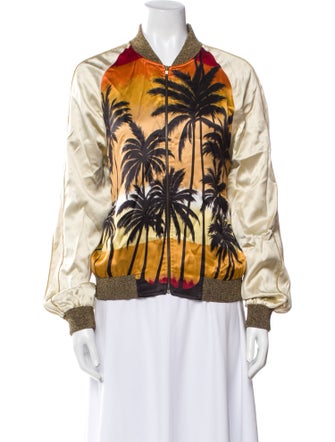 Saint Laurent 2016 Sunset Palm Tree Teddy Bomber Jacket