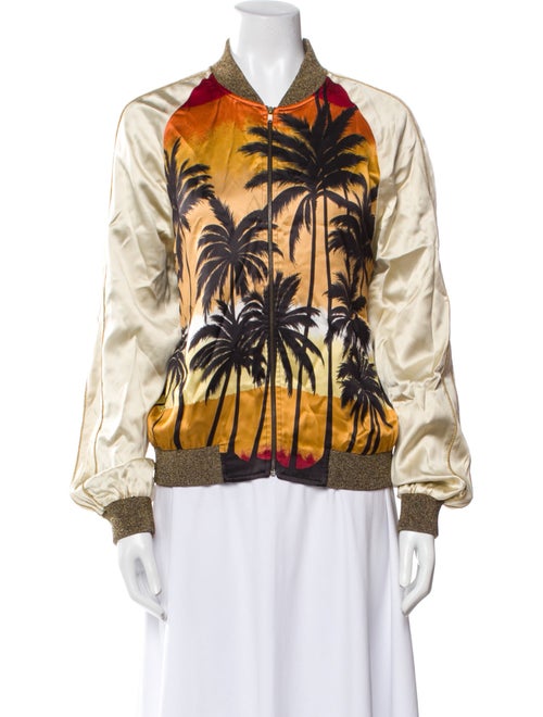 Saint Laurent 2016 Sunset Palm Tree Teddy Bomber Jacket