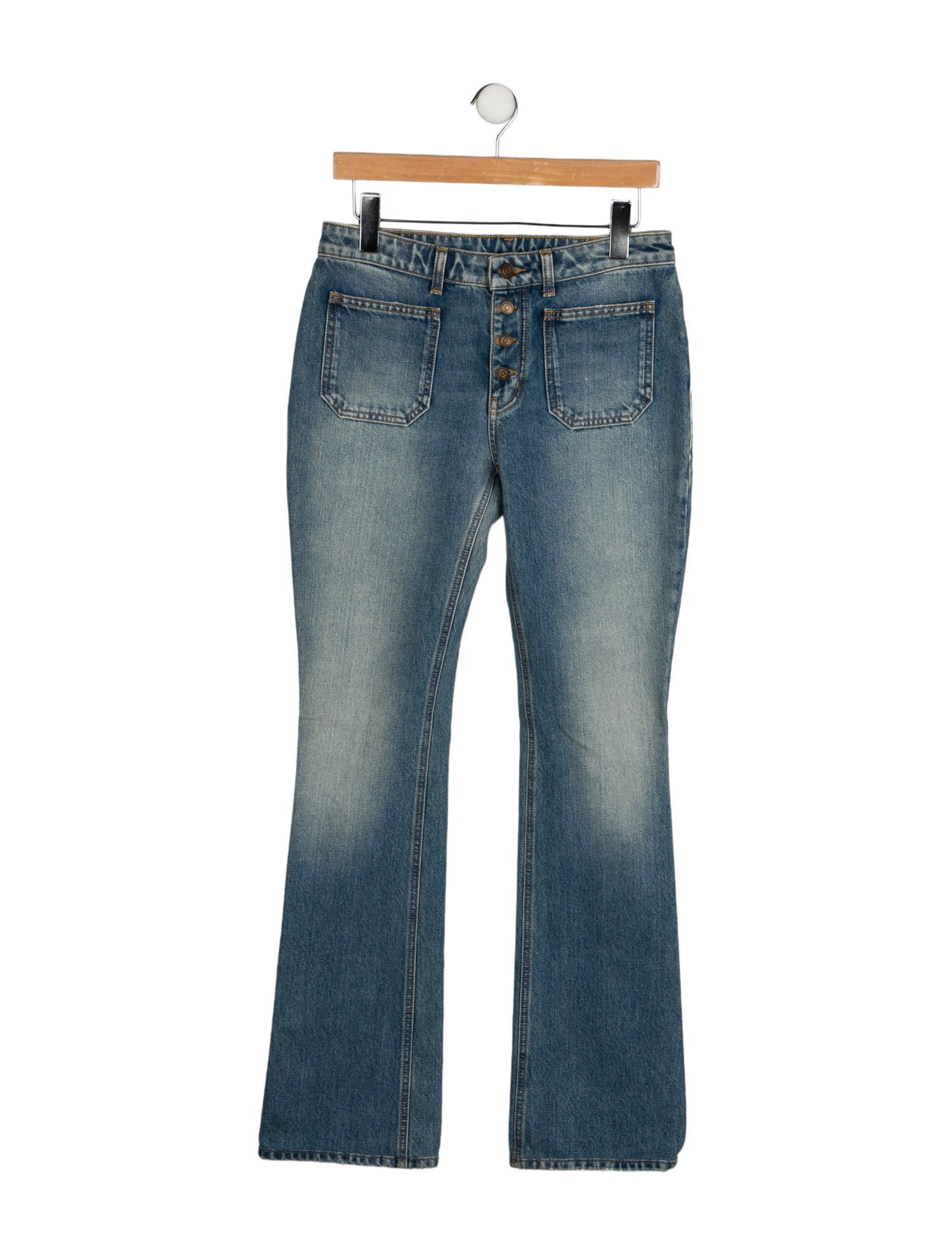 Saint Laurent Mid-Rise Wide Leg Jeans