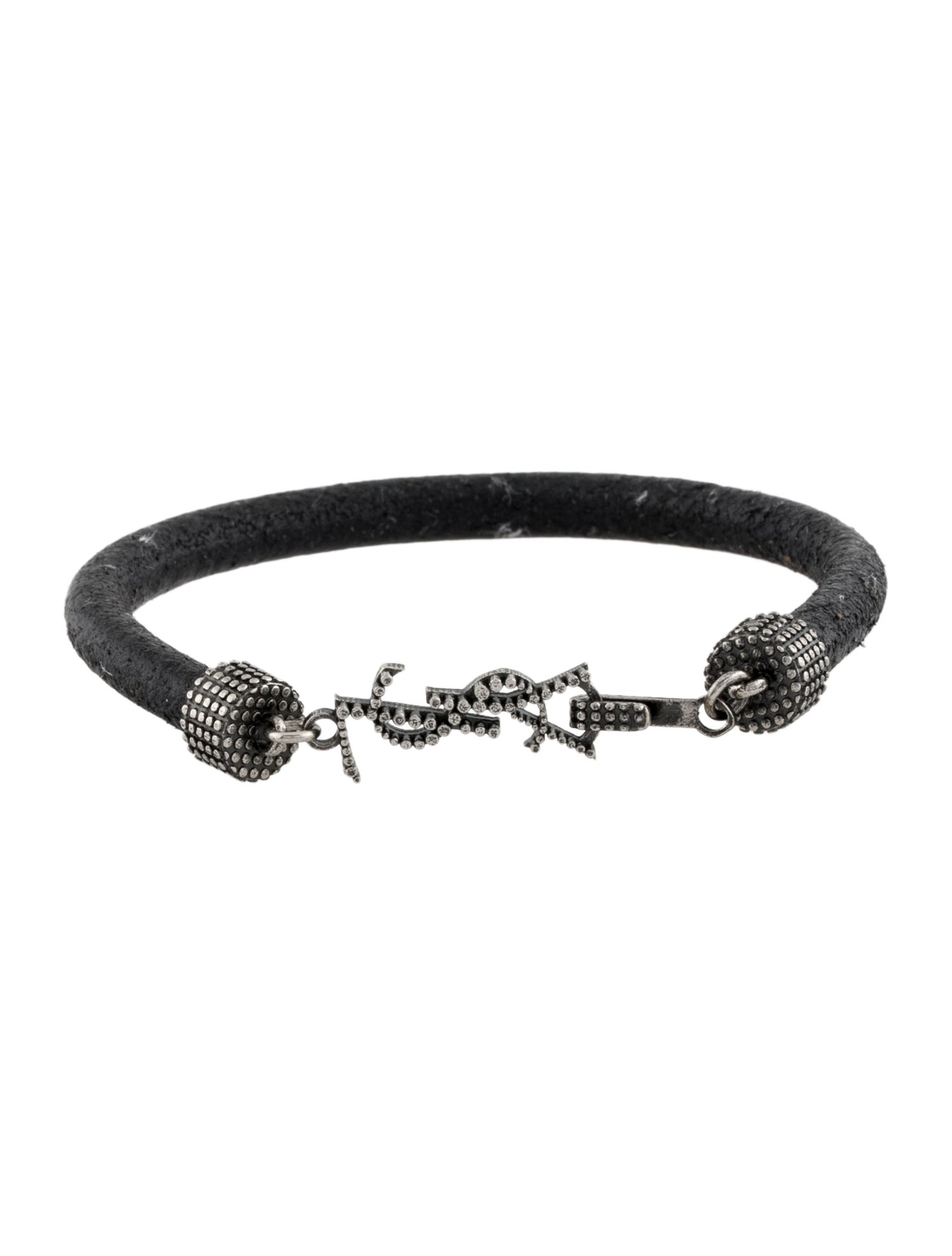 Saint Laurent YSL Closure Leather Cord Wrap Bracelet