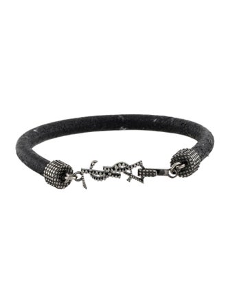 Saint Laurent YSL Closure Leather Cord Wrap Bracelet