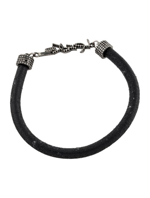 Saint Laurent YSL Closure Leather Cord Wrap Bracelet