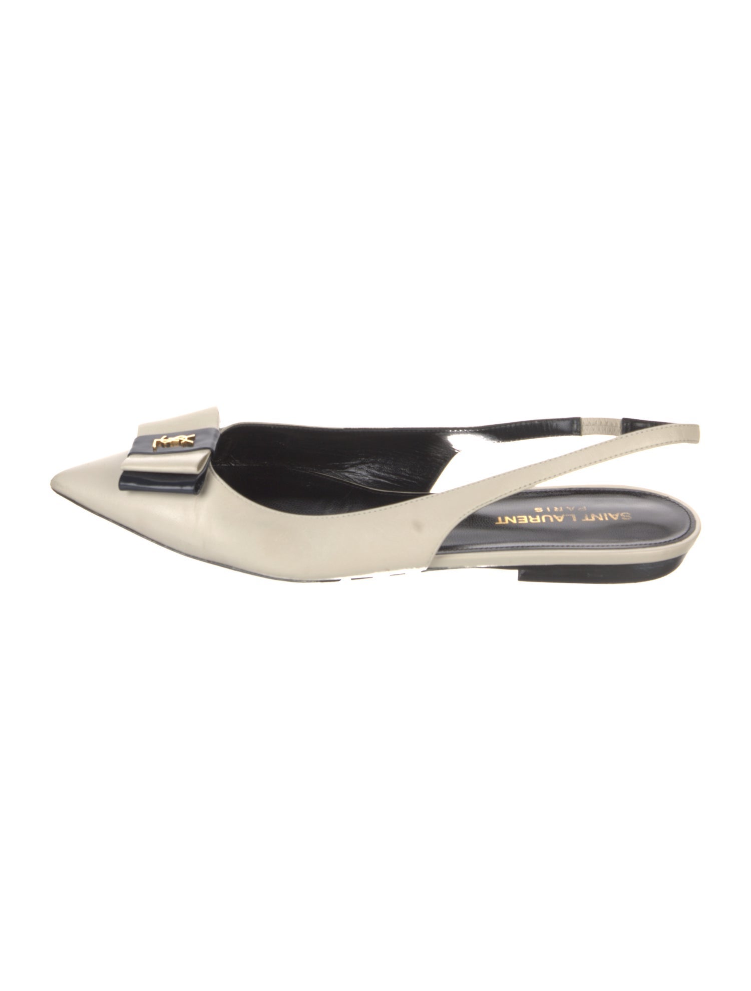 Saint Laurent Leather Bow Accents Slingback Flats