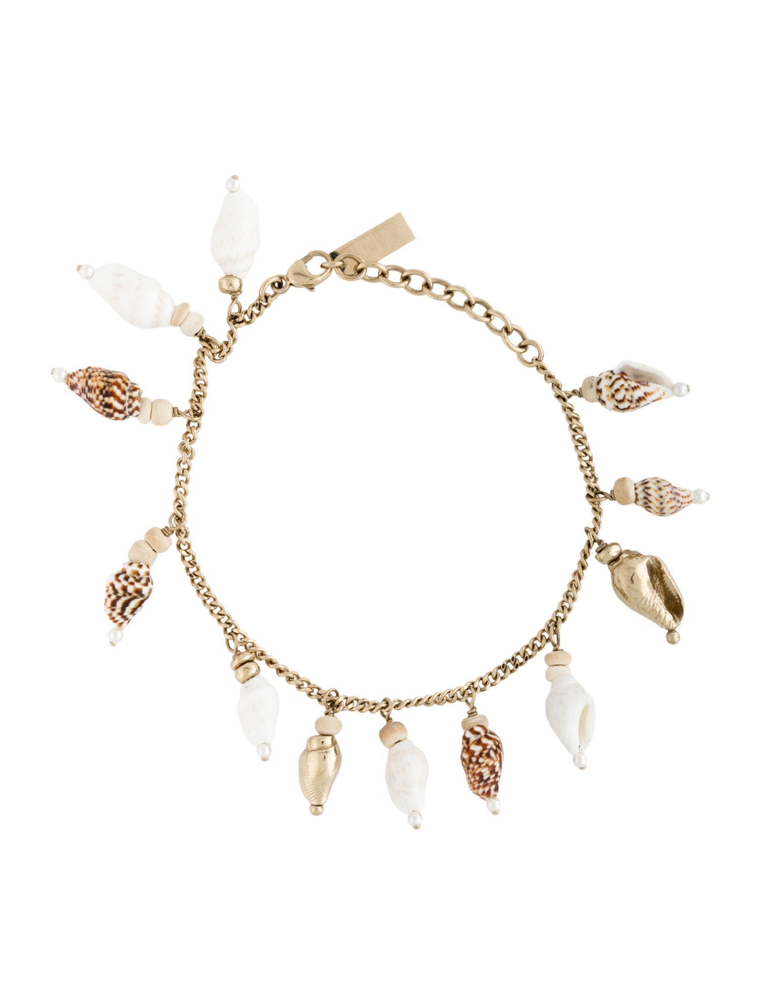 Saint Laurent Faux Pearl & Shell Charm Bracelet