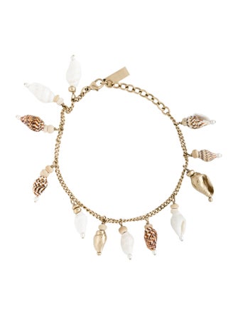 Saint Laurent Faux Pearl & Shell Charm Bracelet
