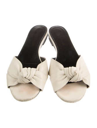 Saint Laurent Leather Ruffle Embellishment Slides