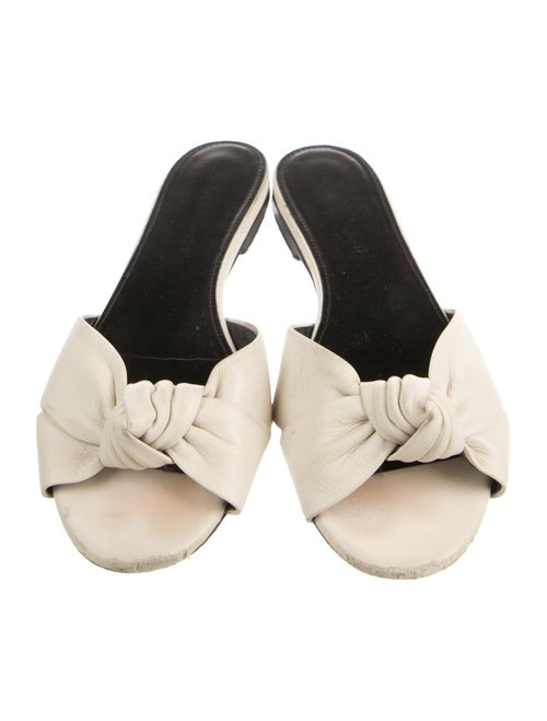 Saint Laurent Leather Ruffle Embellishment Slides