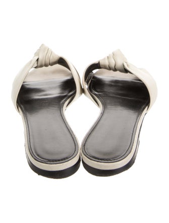 Saint Laurent Leather Ruffle Embellishment Slides