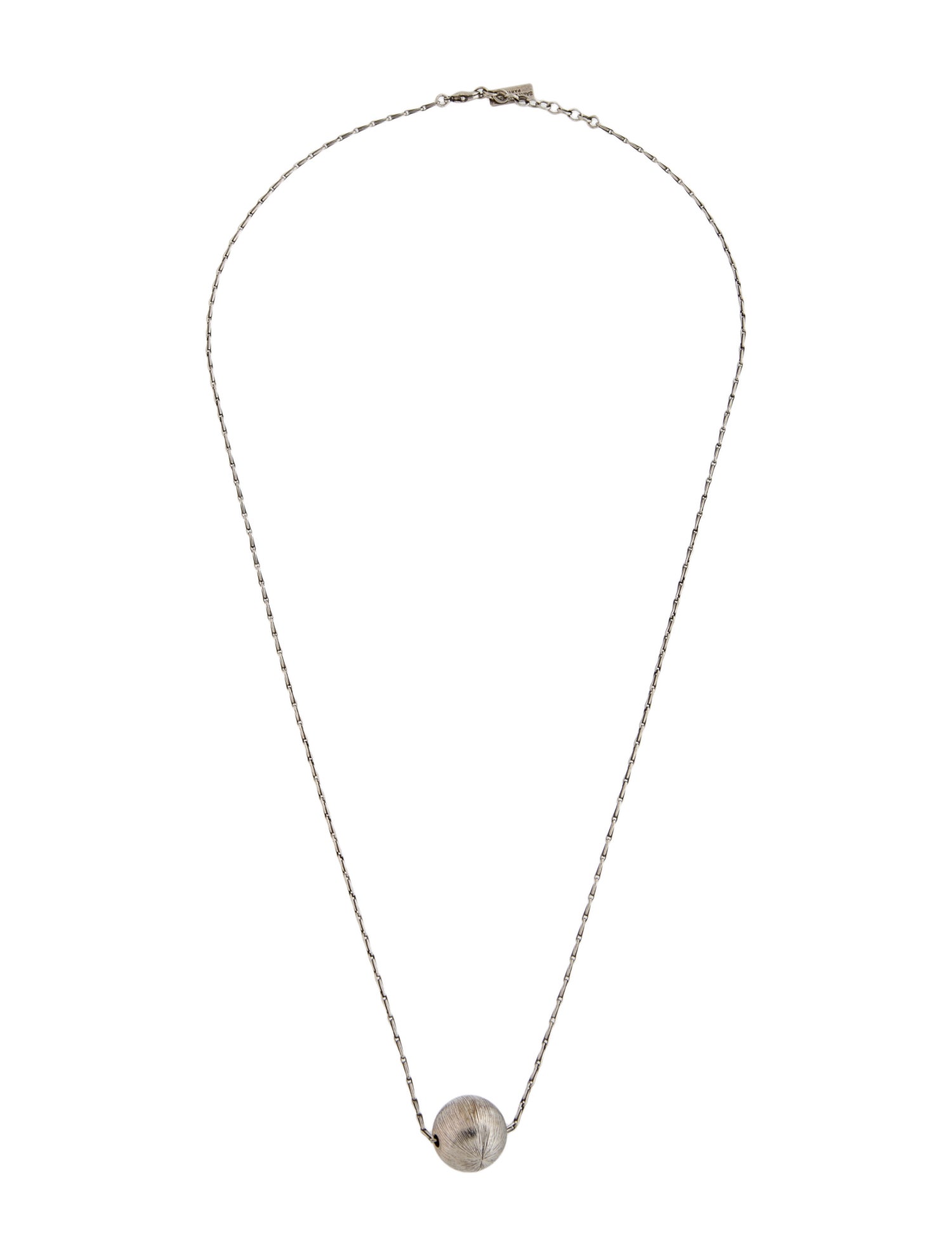 Saint Laurent Textured Sphere Pendant Necklace