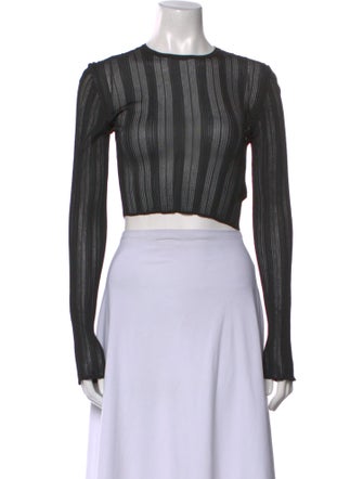 Saint Laurent Crew Neck Long Sleeve Crop Top