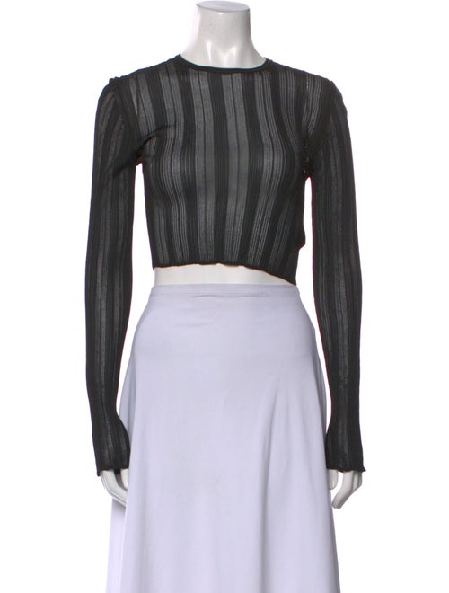 Saint Laurent Crew Neck Long Sleeve Crop Top