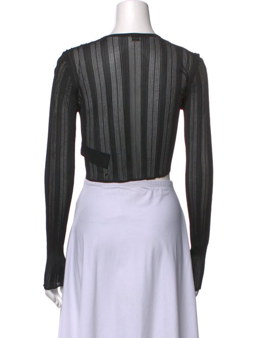 Saint Laurent Crew Neck Long Sleeve Crop Top