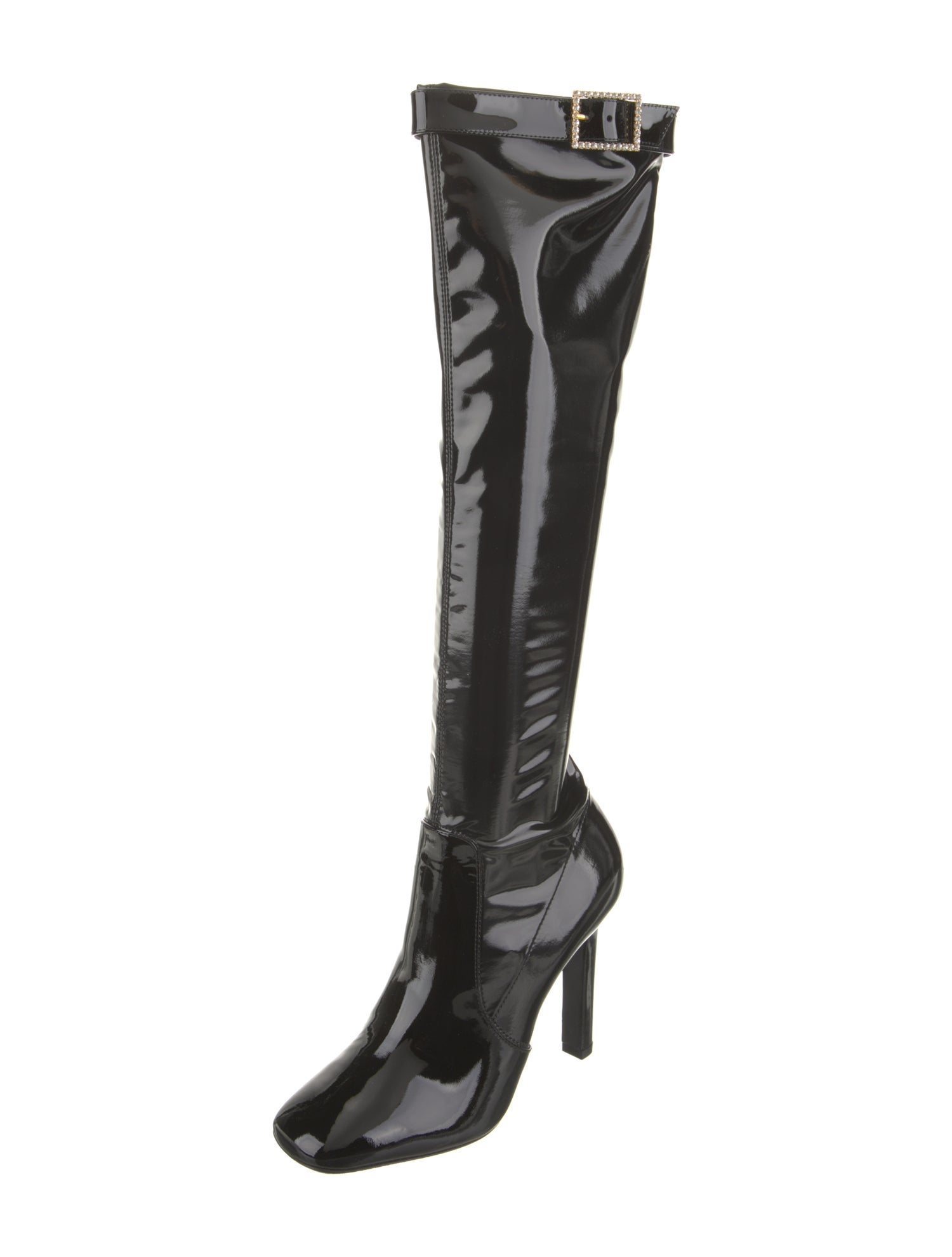 Saint Laurent Patent Leather Crystal Embellishments Boots