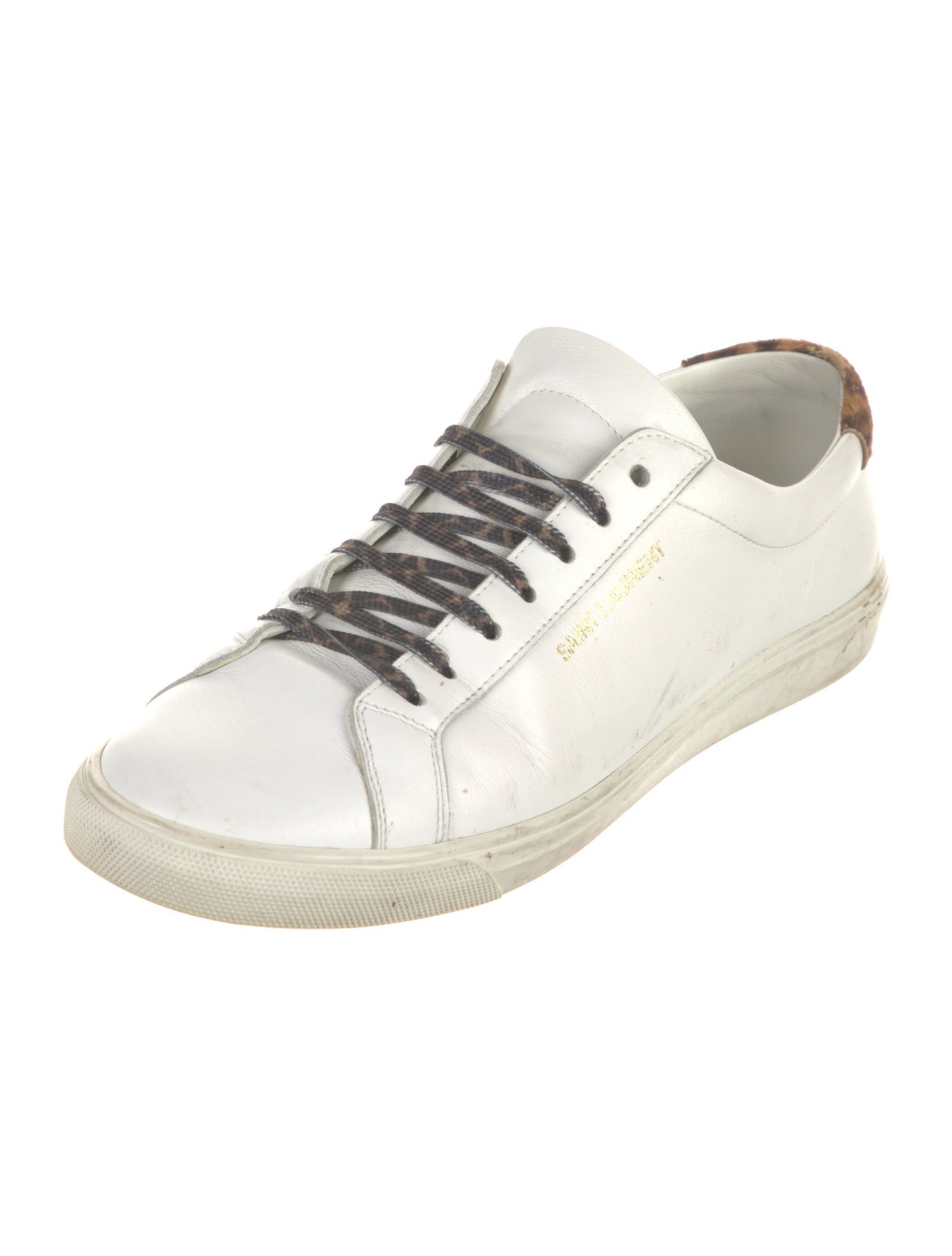 Saint Laurent Leather Animal Print Sneakers