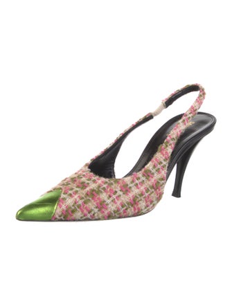 Saint Laurent Tweed Pattern Slingback Pumps