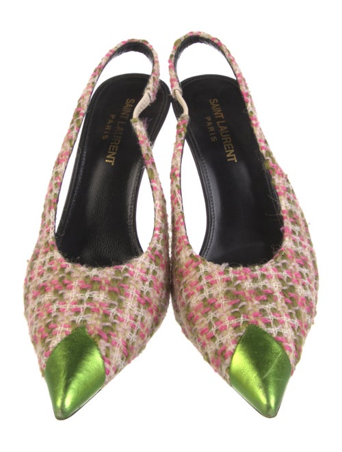 Saint Laurent Tweed Pattern Slingback Pumps