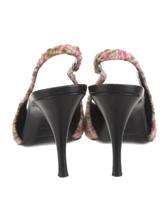 Saint Laurent Tweed Pattern Slingback Pumps