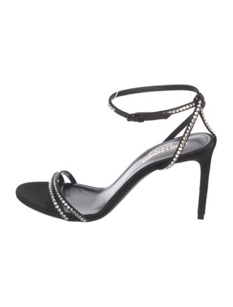 Saint Laurent Satin Crystal Embellishments Sandals