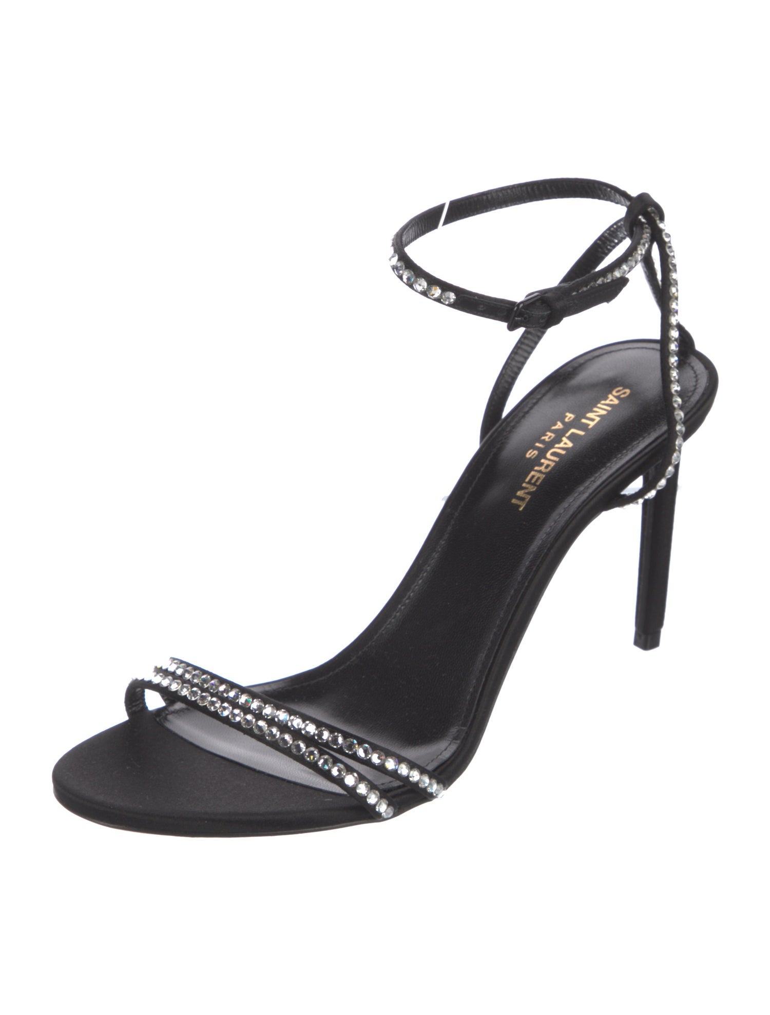 Saint Laurent Satin Crystal Embellishments Sandals