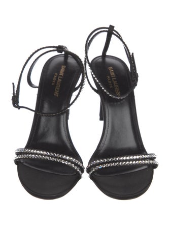 Saint Laurent Satin Crystal Embellishments Sandals