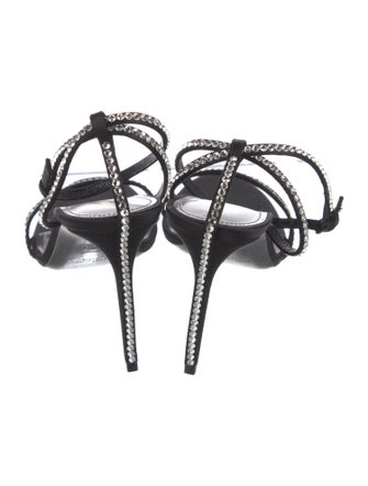 Saint Laurent Satin Crystal Embellishments Sandals