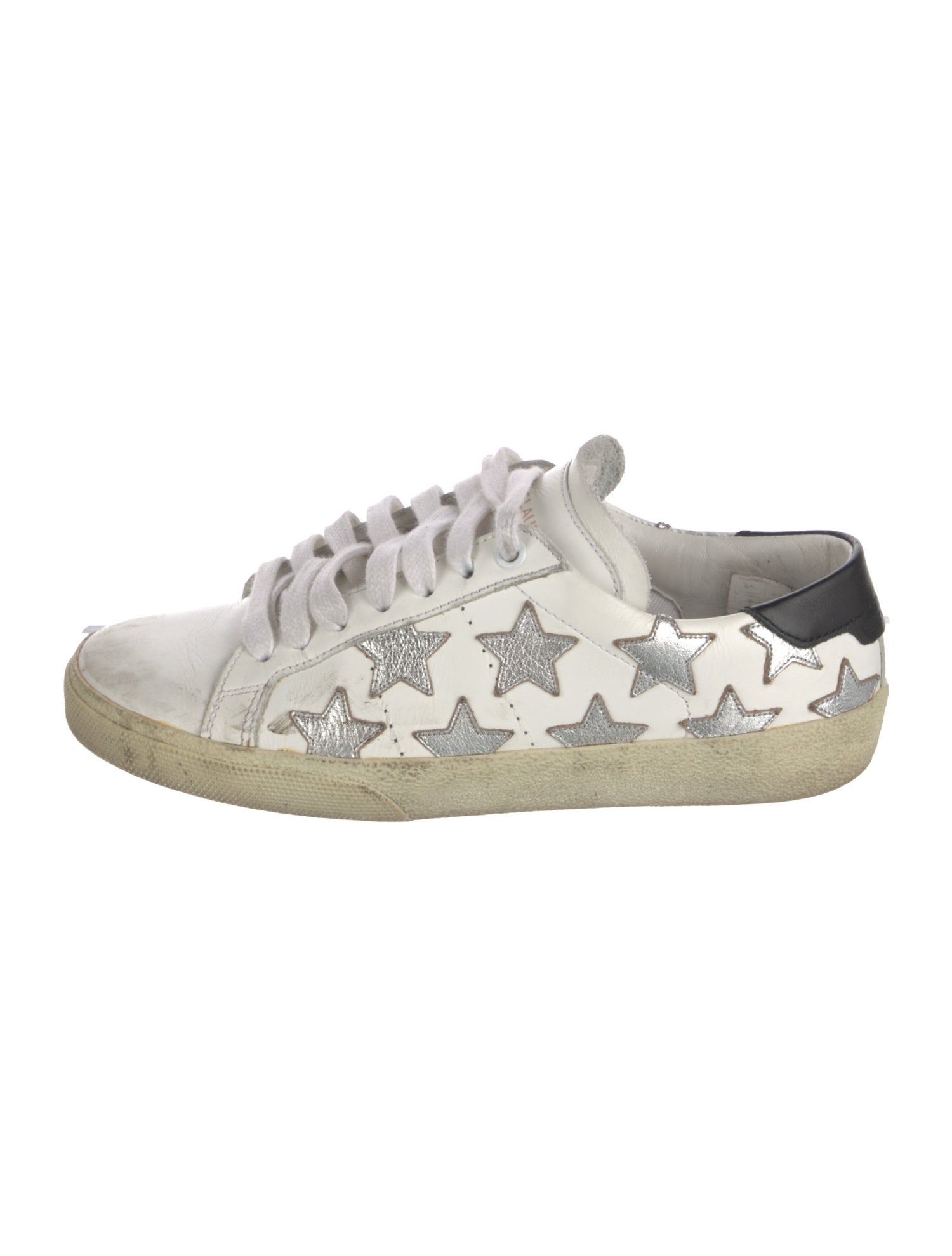 Saint Laurent Leather Distressed Accents Sneakers