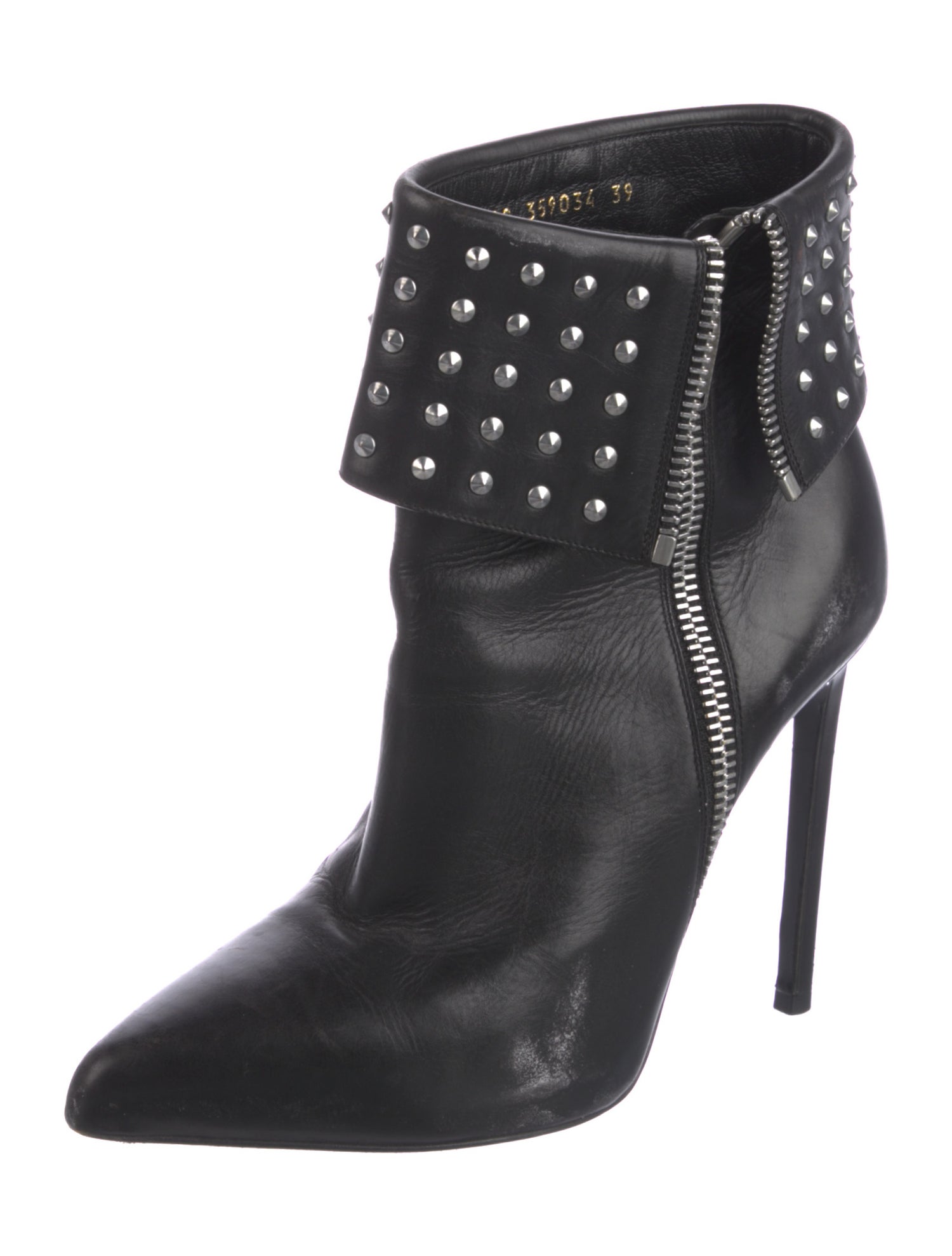 Saint Laurent Spike Accents Leather Boots