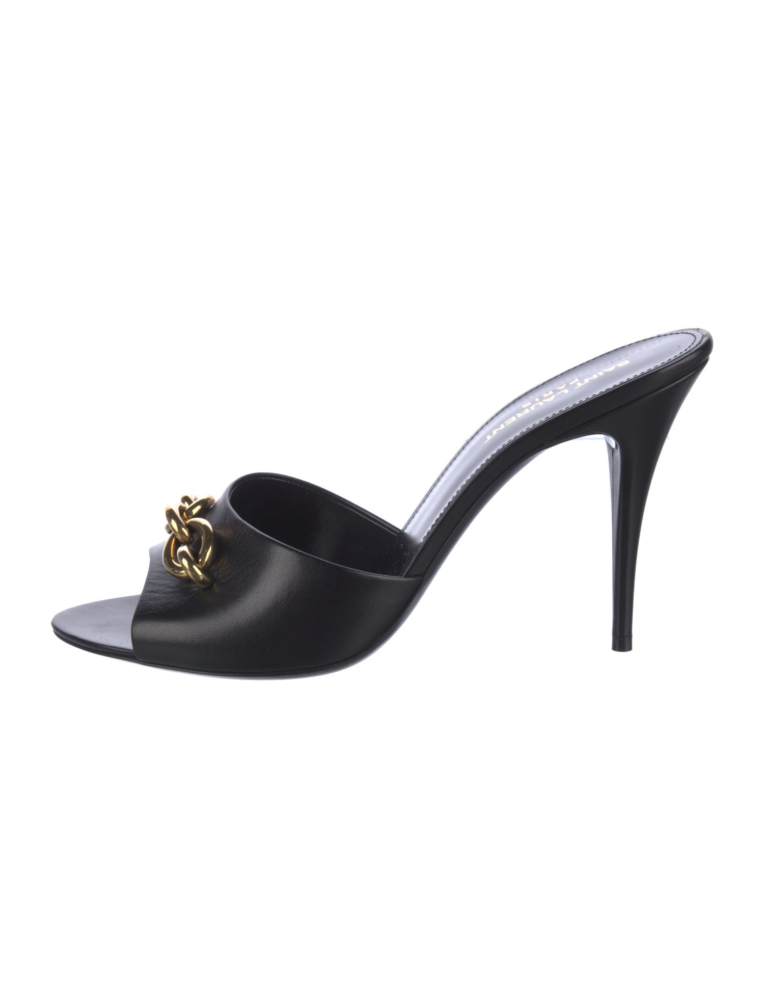 Saint Laurent Leather Chain-Link Accents Mules