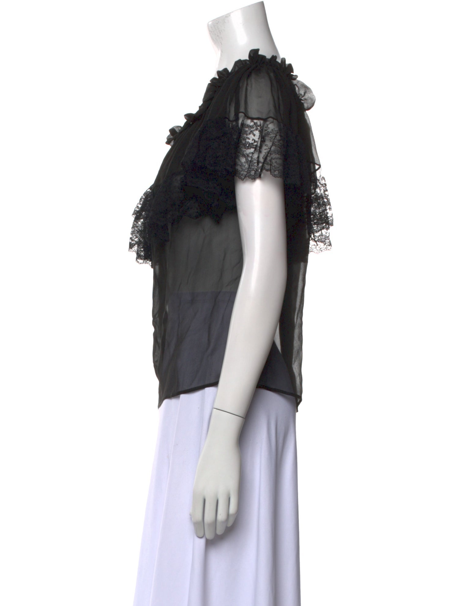 Saint Laurent Scoop Neck Short Sleeve Blouse