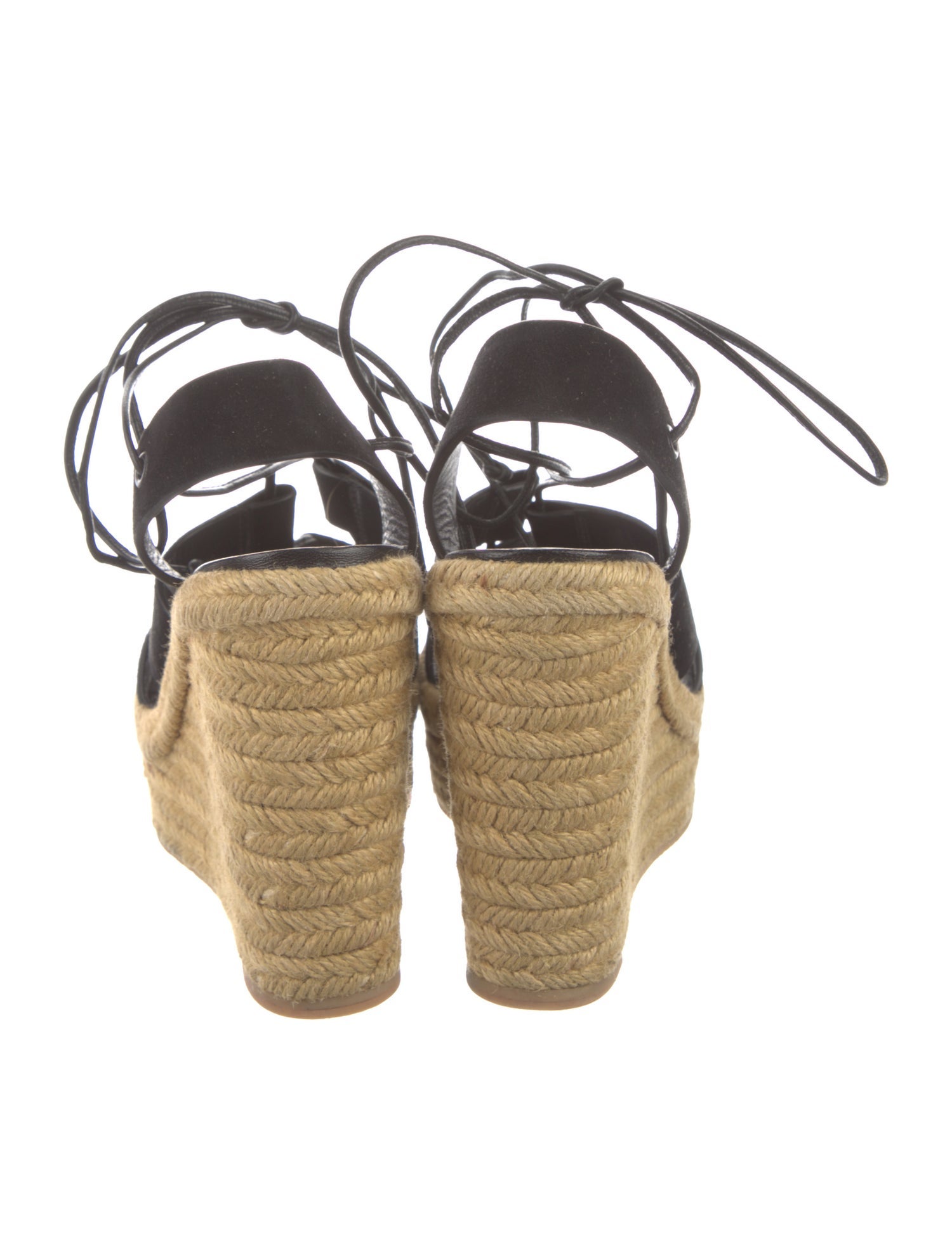 Saint Laurent Suede Leather Trim Embellishment Espadrilles