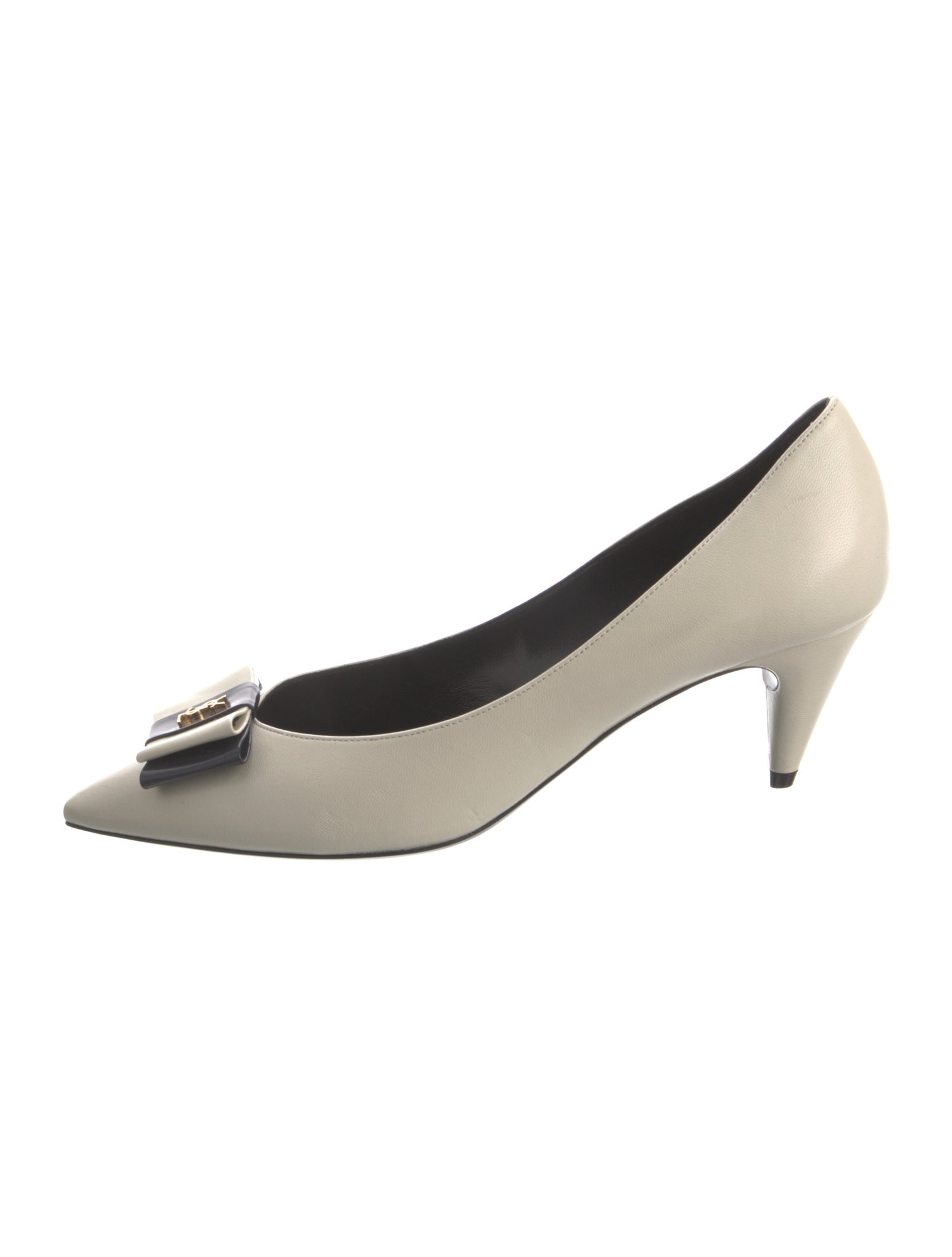 Saint Laurent Leather Bow Accents Pumps
