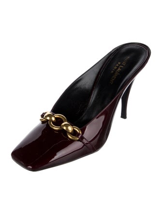 Saint Laurent Patent Leather Chain-Link Accents Mules