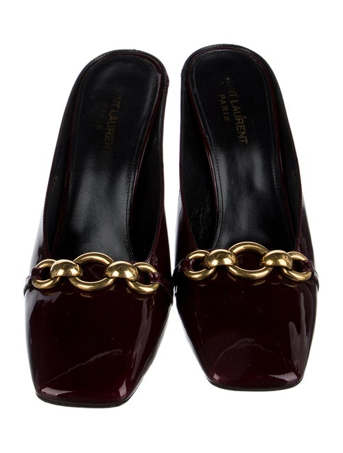 Saint Laurent Patent Leather Chain-Link Accents Mules