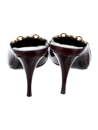 Saint Laurent Patent Leather Chain-Link Accents Mules