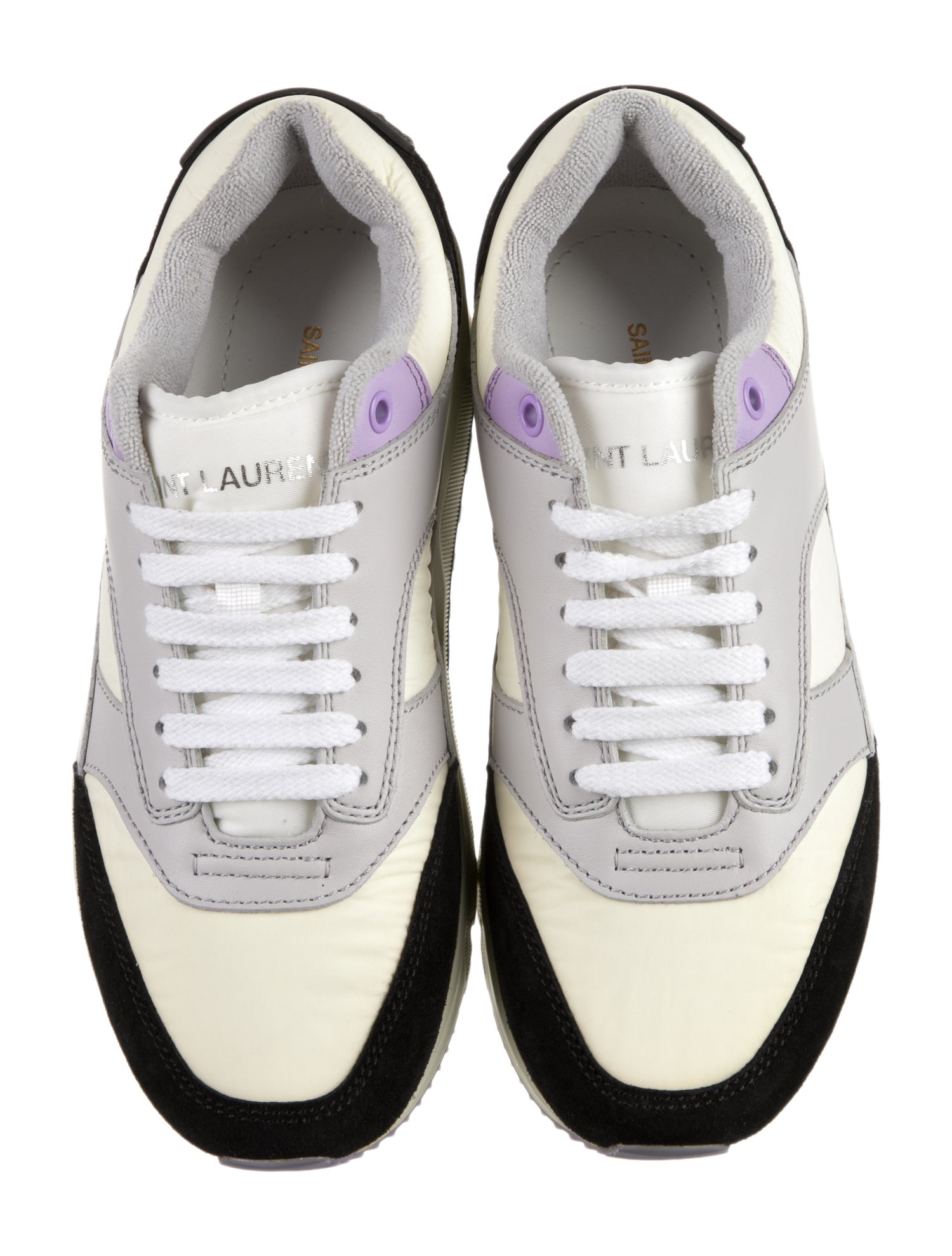 Saint Laurent Leather Colorblock Pattern Sneakers