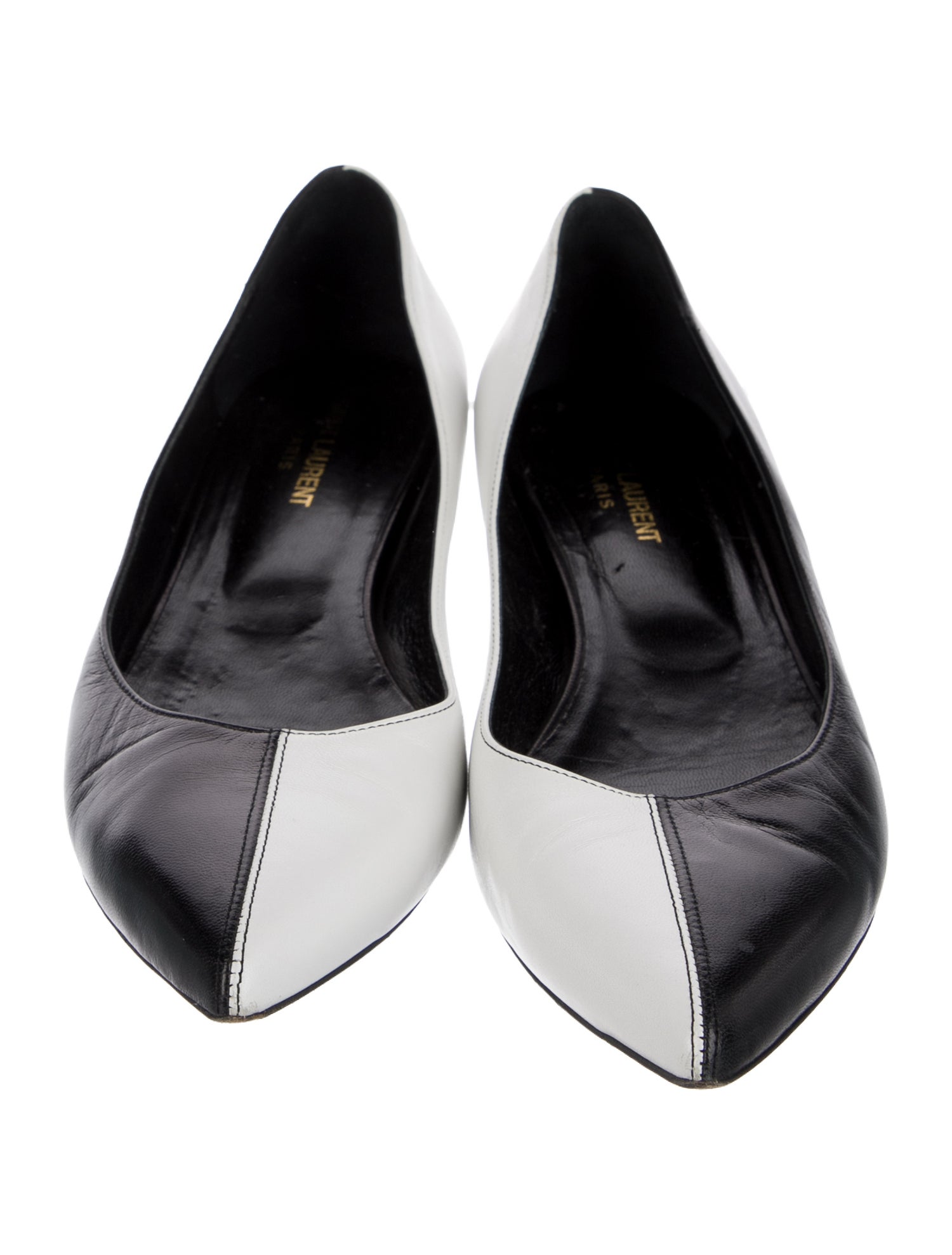Saint Laurent Leather Crystal Embellishments Ballet Flats