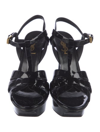 Saint Laurent Patent Leather T-Strap Sandals