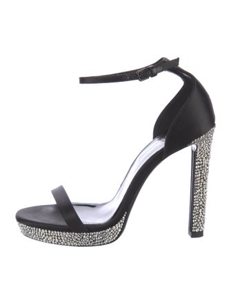 Saint Laurent Satin Crystal Embellishments Sandals