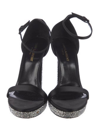 Saint Laurent Satin Crystal Embellishments Sandals