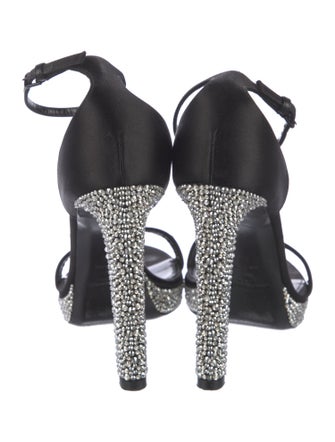 Saint Laurent Satin Crystal Embellishments Sandals